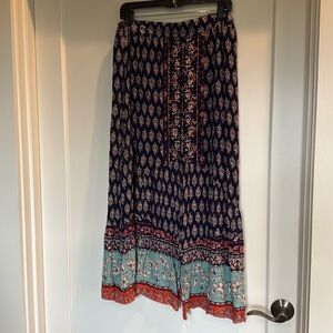 Boho Indian cotton maxi skirt with button front by Angie, size Large